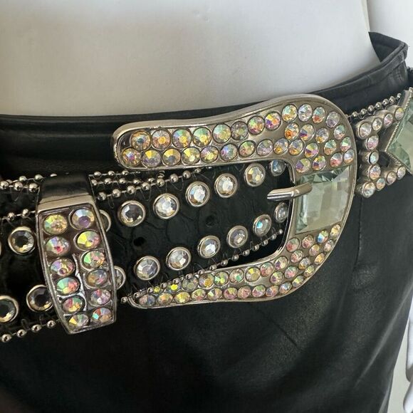 Y2K Rhinestone Embellished Western Style Rocker Belt - Picture 6 of 9